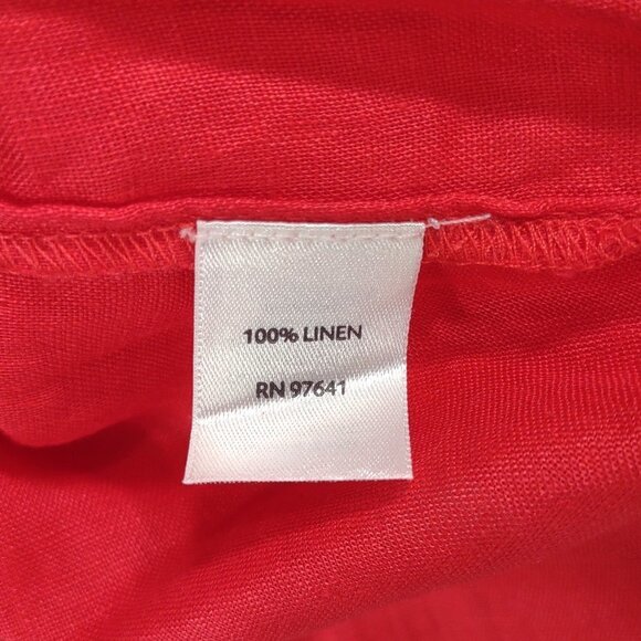 NWT J. Jill Pimento red 100% Linen 3/4 sleeve Y-Neck shirt blouse ladies XS - Picture 8 of 8